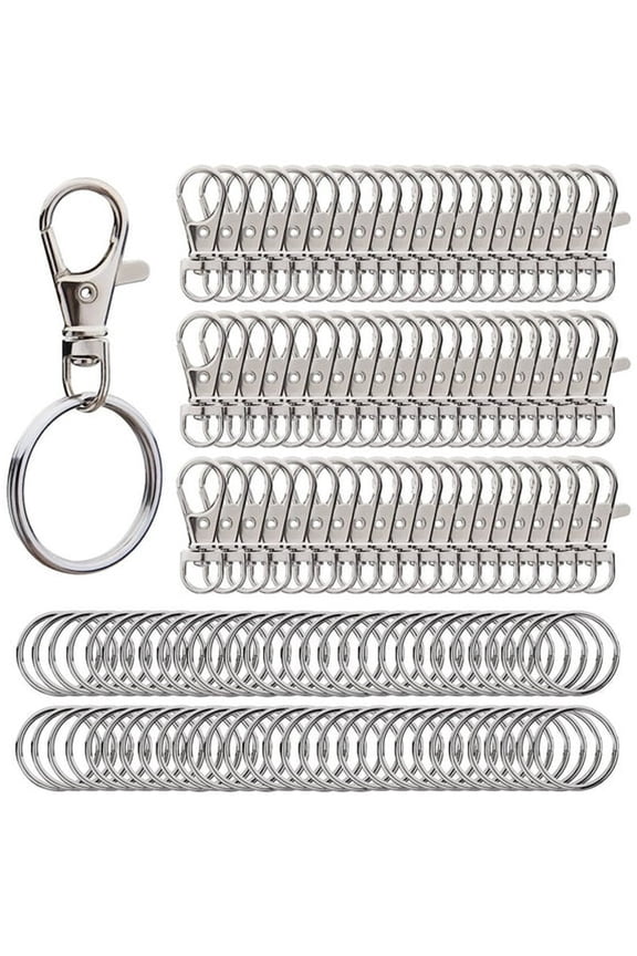 100Pcs Keychain Hooks with Key Rings,Metal Swivel Lobster Claw Clasps,For Keychain Clip Lanyard,Jewelry Making,Crafts and Diy Accessory Projects