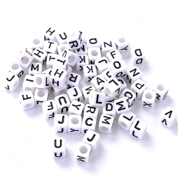 DESIGNICE 100Pcs Letter Alphabet Beads 4Mm Square White Acrylic Beads Diy Jewelry Accessories Alphabet Beads for Jewelry Making, Crafts, Personalized Gifts, Creative Projects, Kids' Activities