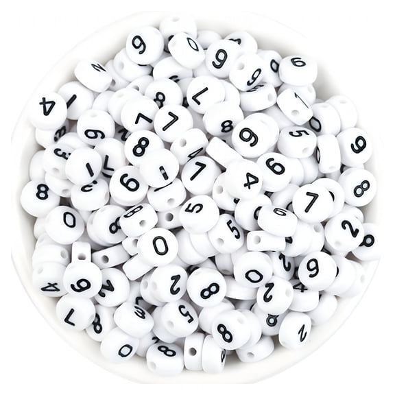 DESIGNICE 100Pcs/Pack Acrylic Number Loose Beads Flat Round Beads Diy Hand Beads Accessories Number Beads for Bracelets
