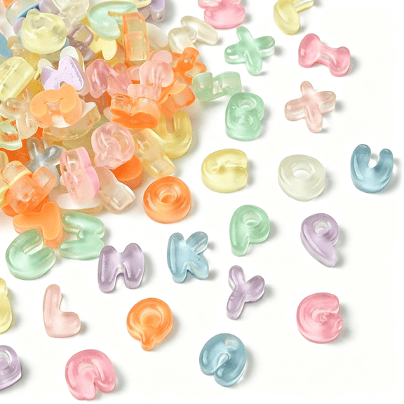 DESIGNICE 100Pcs Random Candy Color Letter Resin Cabochons Flatback Initial Alphabet No Hole Beads for Diy Craft Scrapbooking Alphabet Beads
