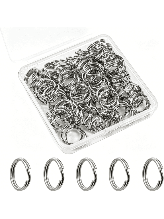100Pcs Small Split Rings 1/2'' for Keychains, Double Loops Metal Mini Key Ring for Jewelry Making Dog Luggage Tag Car Key Diy Crafts (Silver)