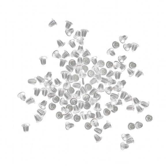 DESIGNICE 100pcs Plastic Clear Earring Backs Backings (White)