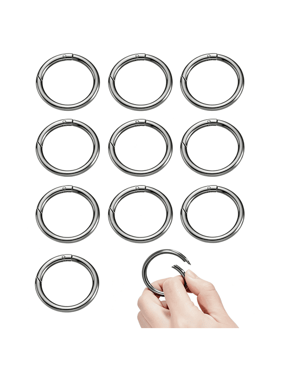 10Pcs 2 Inch Round Carabiner O Ring Clip for Bags Diy Jewel Craft Keychain | Black Key Rings, Metal Spring Split Rings O Rings