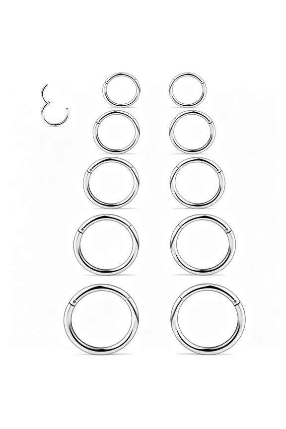 10Pcs 20G/18G Surgical Steel Hinged Clicker Segment Nose Rings Hoops Septum Lip Ring Hoop Cartilage Tragus Helix Sleeper Earrings Piercing Jewelry for Women Men 6Mm 7Mm 8Mm 9Mm 10Mm