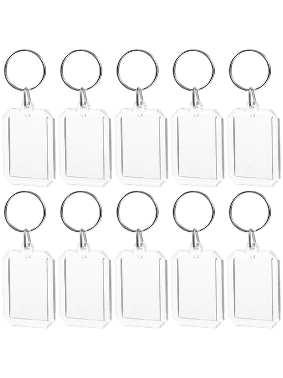 10Pcs Clear Acrylic Keyring Blank Photo Picture Frame Keychain Diy Keyring Supply