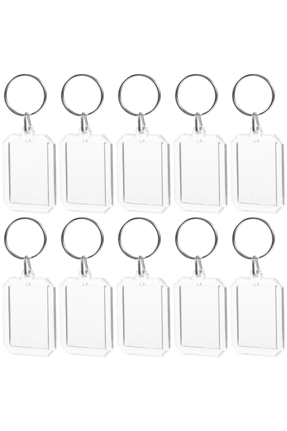 10Pcs Clear Acrylic Keyring Blank Photo Picture Frame Keychain Diy Keyring Supply