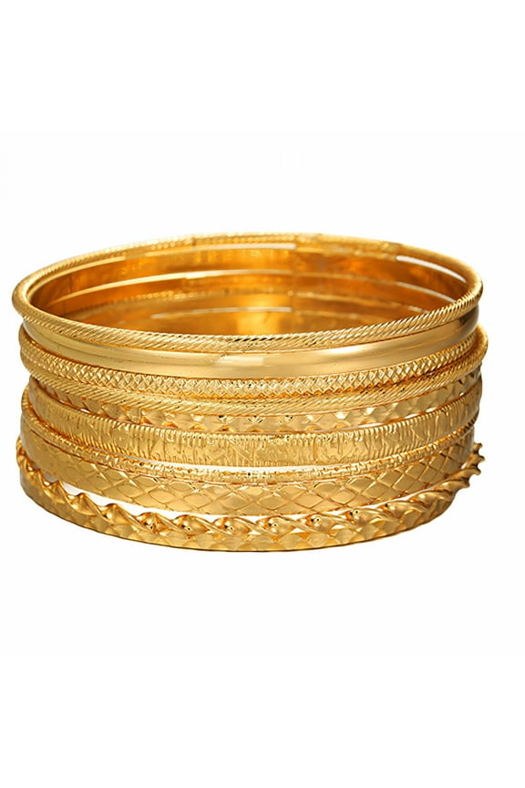 10Pcs Gold Bangles for Women Flexible Stacking Bracelets Electroplating Bangles for Women Gold