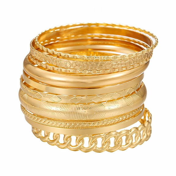 DESIGNICE 10Pcs Gold Bangles for Women Flexible Stacking Gold Bangle Bracelets Electroplating Jewelry for Women Gold