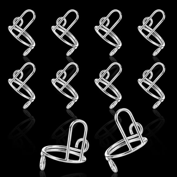 DESIGNICE 10Pcs Nail Rings for Women,Adjustable Detachable Fingernail Ring,Reusable Non-Tarnish Metal Wudu Nail Rings for Acrylic Nails Art Decoration (Silver)