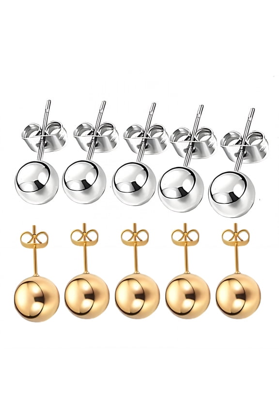 10Pcs Stud Earrings for Women,Bare Feel Flat Back Stud Earrings,Low-Friction Stud Earrings for Women Hypoallergenic,Multicolor2