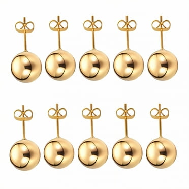 DESIGNICE 10Pcs Stud Earrings for Women,Comfortable Wear Stud Earrings for Women Hypoallergenic,Effortless Weight Flat Back Stud Earrings,Gold