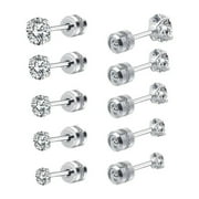DESIGNICE 10Pcs Zircon Spiral Cube Ear Stud Earrings - Fade Resistant Screw Back for Men & Women