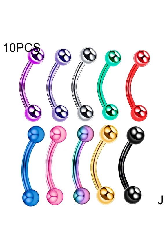 10pcs Curved Barbell Stainless Steel Eyebrow Bar Piercing Jewellery Tragus Bars Cartilage Piercing Lip Skin Body Jewelry Unisex