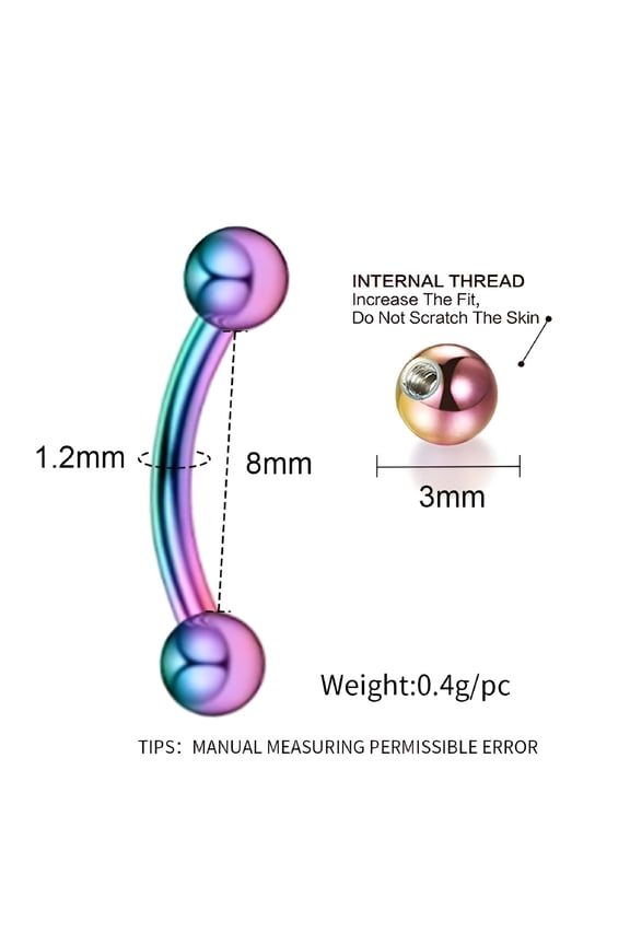 10pcs Eyebrow Piercing Jewelery Stainless Steel Curved Helix Cone Lip Tragus Bars Cartilage Piercing Body Jewelry for Women