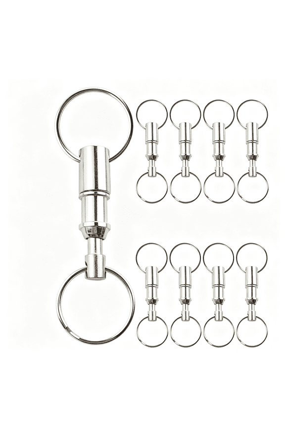 11Pcs Quick Release Keychain Detachable Pull Apart Key Rings Heavy Duty Dual Split Snap Lock Holder Silver Double Spring Key Accessory Sturdy Build Quick Release Keychain
