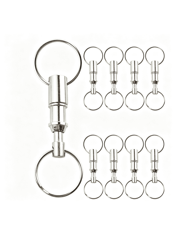 11Pcs Quick Release Keychain Detachable Pull Apart Key Rings Heavy Duty Dual Split Snap Lock Holder Silver Double Spring Key Accessory Sturdy Build Quick Release Keychain