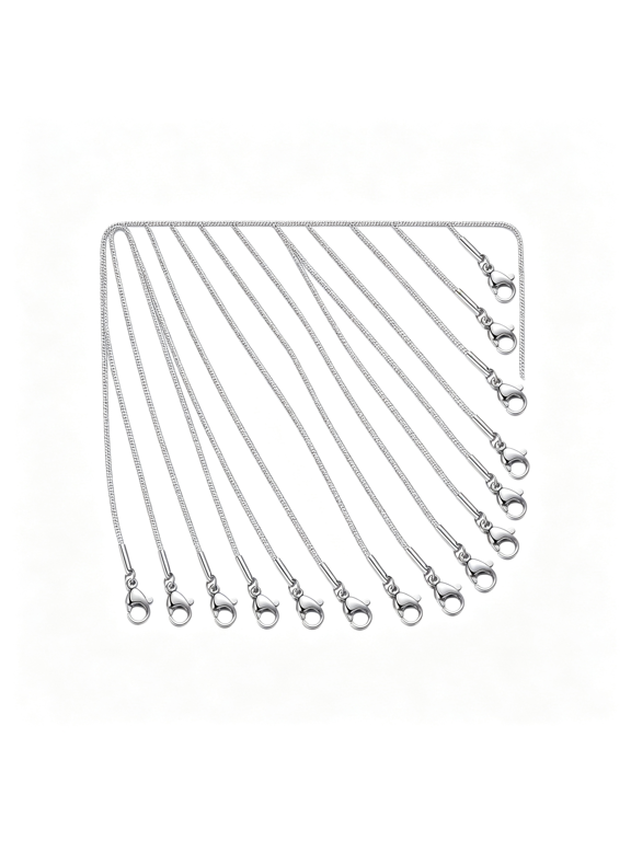 12 Pack Necklace Chains 16"Es Stainless Steel Snake Chain Necklace with Lobster Clasps for Diy Jewelry Making,1.2 Mm Stainless Steel Necklace Chains