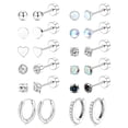 thumbnail image 1 of DESIGNICE 12 Pairs Flatback Stud Earrings for Women,Nickel & Lead Free Cartilage Earrings for Women,Hypoallergenic Earrings for Sensitive Ears Women,Silver, 1 of 7
