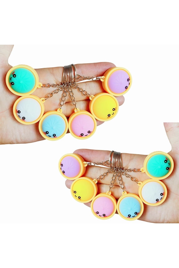 12 Pcs Glowing Dumpling Keychain, Mini Dumpling Stress Relief Fidget Clicker Keychain, Anxiety Relief & Focus Boost Quiet Toys for Adults at Work, Travel, Home (12 PCS)