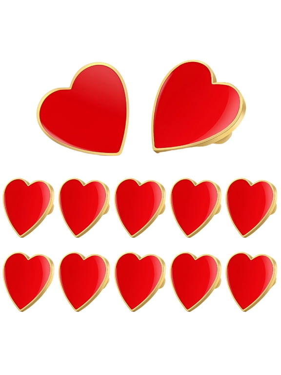 12 Pcs Heart Brooches Decorative Brooch Pins Collar Pins Valentine's Day Gifts Party Favors