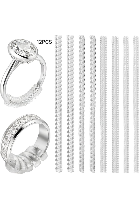 12 Pcs Ring Size Adjuster for Loose Rings,Invisible Ring Sizer Adjuster for Loose Rings,4 Sizes Ring Resizer Guards Inserts Tightener Spacer Fitters for Too Big Rings,Without Resizing