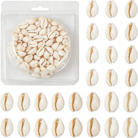 DESIGNICE 120-150Pcs/Box White Natural Spiral Shell Beads Sea Shells Beach Seashells Cowrie Shells Charms and Beads with Hole for Diy Craft Jewelry Making Accessories