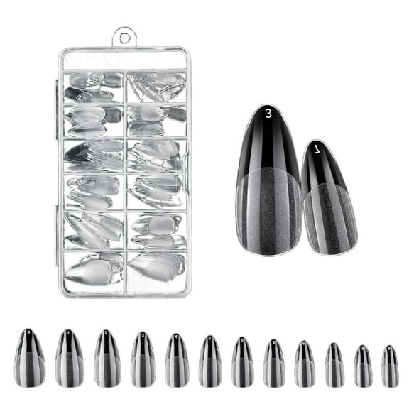 DESIGNICE 120Pcs Fake Nails,10 Pieces Per Size Nails Press Ons,Exquisite Appearance Long-Lasting Press on Nails for Women,Style4,Clear