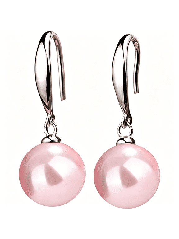 12Mm Natural Ocean Pearl Freshwater Cultured Colorful Simulated Beads Drop Dangle Earrings Elegant Birthday Wedding Party Costume Prom Statement Jewelry for Women