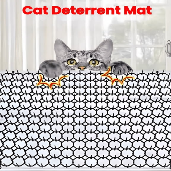 DESIGNICE 12Pcs Cat Dog Deterrent Mat, Plastic Spike Mat for Indoor/Outdoor Use, Pet Repellent Training Mat to Protect Plants Garden Furniture from Cats & Dogs