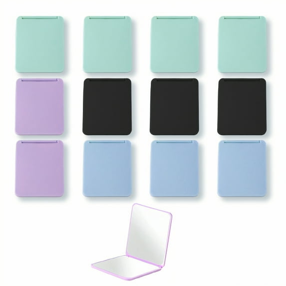 DESIGNICE 12Pcs Compact Mirror,Foldable Square Pocket Mirror,Slim Portable Travel Mirror,Multicolor2