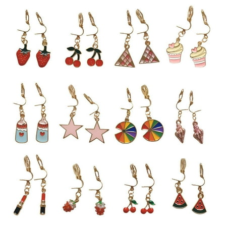 DESIGNICE 12Pcs Dangle Earrings for Women,Clip on Earrings Women,Earing,Mixing16