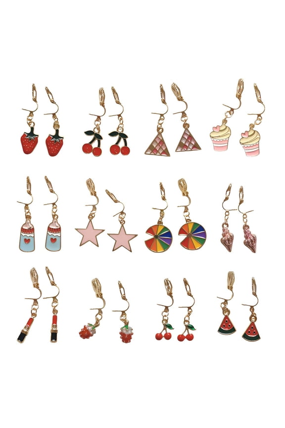 12Pcs Dangle Earrings for Women,Clip on Earrings Women,Earing,Mixing16