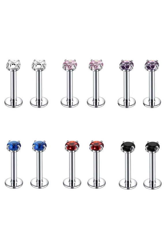 12Pcs/Set 16G Labret Lip Studs Piercing Monroe Medusa Lip Piercing Conch Helix Cartilage Piercing