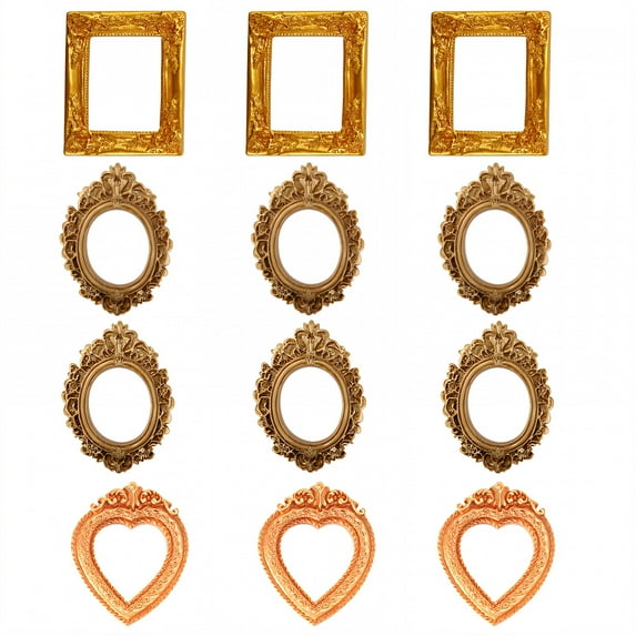 DESIGNICE 12Pcs Vintage Picture Frames,Artistic Vibe Picture Frames,Literary Style Gold Picture Frames,3.15"X3.94"