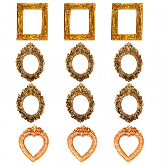 DESIGNICE 12Pcs Vintage Picture Frames,Artistic Vibe Picture Frames,Literary Style Gold Picture Frames,3.15"X3.94"