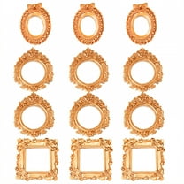 DESIGNICE 12Pcs Vintage Picture Frames,Embossed Pattern Picture Frames,Golden Coating Gold Picture Frames,3.15"X3.94"