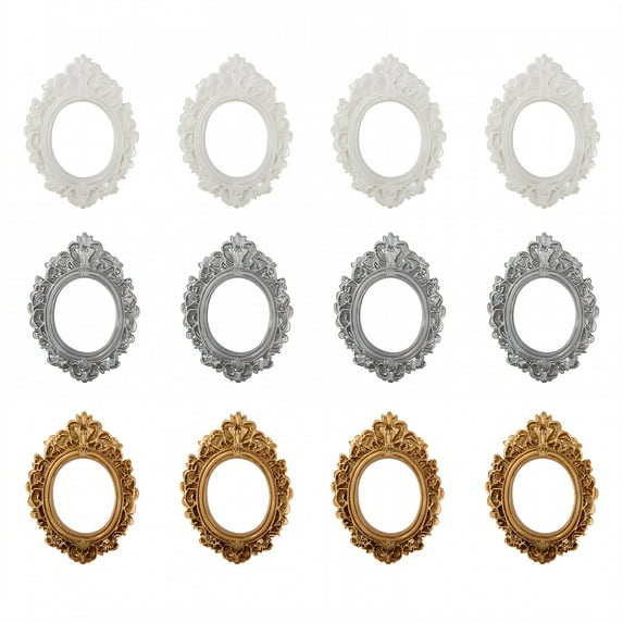 DESIGNICE 12Pcs Vintage Picture Frames,Oval Shape Picture Frames,Retro Filter Photo Frame,3.94"X3.15"