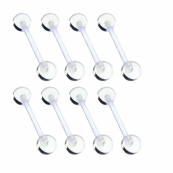 DESIGNICE 12pcs Clear Tongue Rings Retainer Bar Barbell Acrylic UV Piercing Body Jewelry
