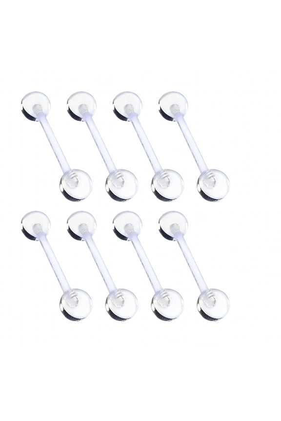 12pcs Clear Tongue Rings Retainer Bar Barbell Acrylic UV Piercing Body Jewelry