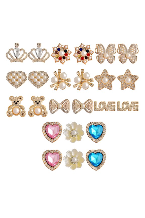 14/24/55/58/80Pcs Junk Socks Charms Kit Multi Shapes Faux Pearl Decor Brooches And Safety Pins Rhinestone Socks DIY Accessories
