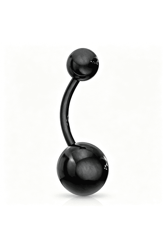 14G Belly Button Rings Surgical Steel High Shine Double Ball Belly Ring Titanium Ip Plated Belly Button Ring Black