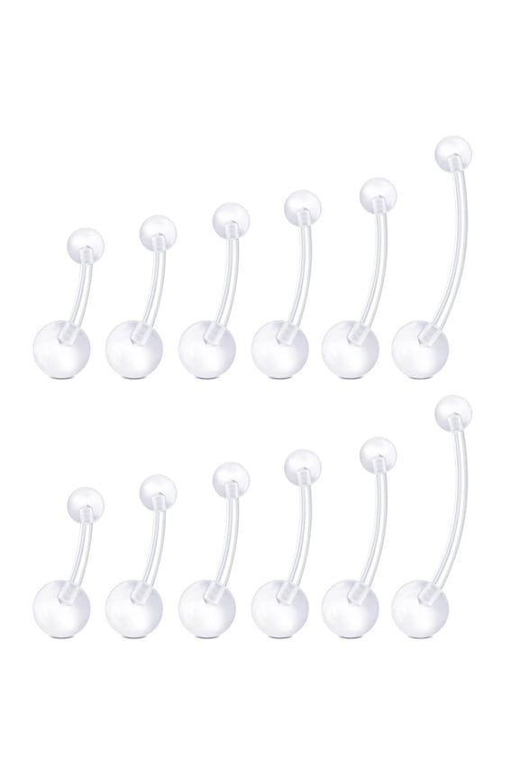 14G Clear Belly Button Rings Bioflex Plastic Belly Ring Curved Barbell Navel Piercings Retainers for Work Surgery 10Mm 14Mm 16Mm 18Mm