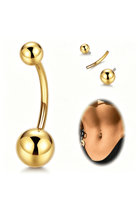 14G G23 Pure Titanium Belly Button Rings for Women Internally Threaded Curved Belly Rings Barbell Navel Rings Hypoallergenic Belly Piercing Jewelry 6-16Mm