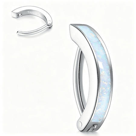 DESIGNICE 14G G23 Titanium Clicker Belly Button Ring,10/12Mm Reverse Curved Hoop Navel Barbell Piercing Jewelry