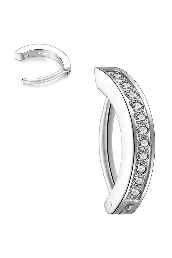 14G G23 Titanium Clicker Belly Button Ring,10/12Mm Reverse Curved Hoop Navel Barbell Piercing Jewelry