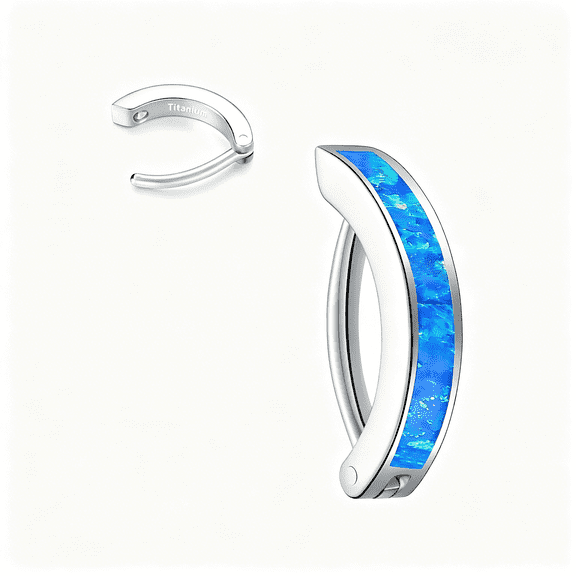 DESIGNICE 14G G23 Titanium Clicker Belly Button Ring,10/12Mm Reverse Curved Hoop Navel Barbell Piercing Jewelry