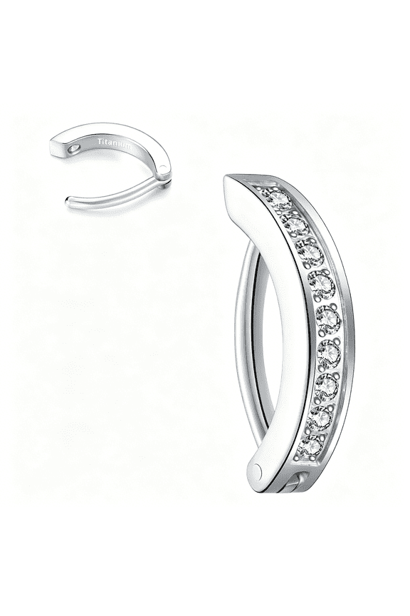 14G G23 Titanium Clicker Belly Button Ring,10/12mm Reverse Curved Hoop Navel Barbell Piercing Jewelry