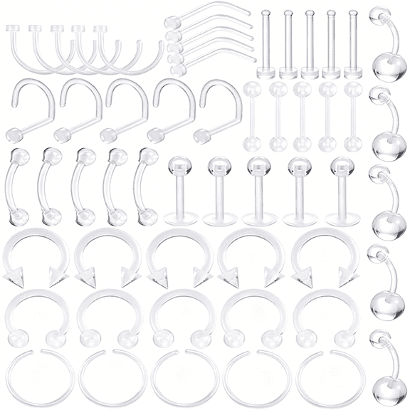 DESIGNICE 14G Labret Retainer Clear Bioflex Retainer Lip Stud Barbell Piercing Jewelry,Plastic Piercing Retainer