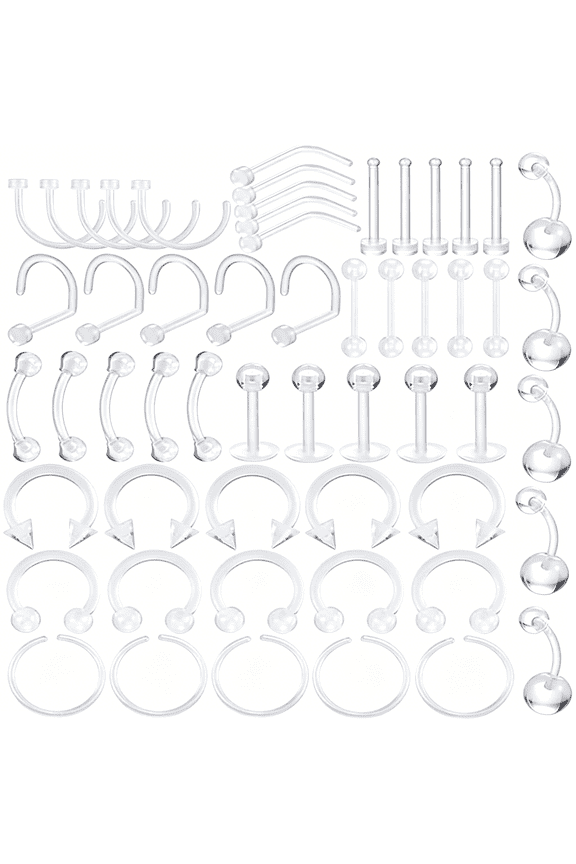 14G Labret Retainer Clear Bioflex Retainer Lip Stud Barbell Piercing Jewelry,Plastic Piercing Retainer