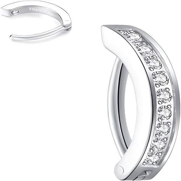 DESIGNICE 14G Titanium Clicker Belly Button Ring,10/12Mm Reverse Curved Hoop Navel Barbell Piercing Jewelry